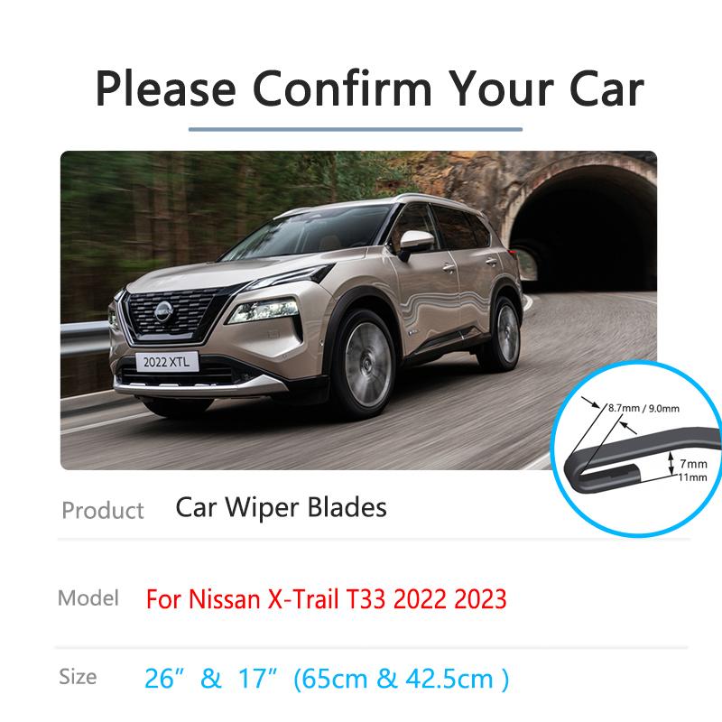 Для Nissan X-Trail X Trail T33 2022 2023 резиновая полоска, запасная часть, резак для переднего стеклоочистителя, аксессуары для лобового стекла