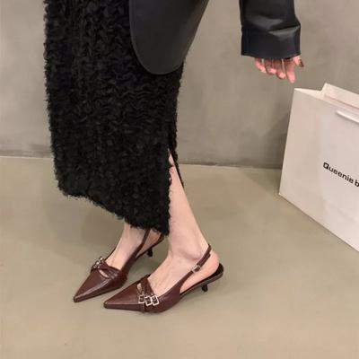 Новые сандалии на высоком каблуке, женская обувь, весенне-летняя обувь, вечерние женские туфли с острым носком, модные женские туфли-лодочки с пряжкой и ремешком