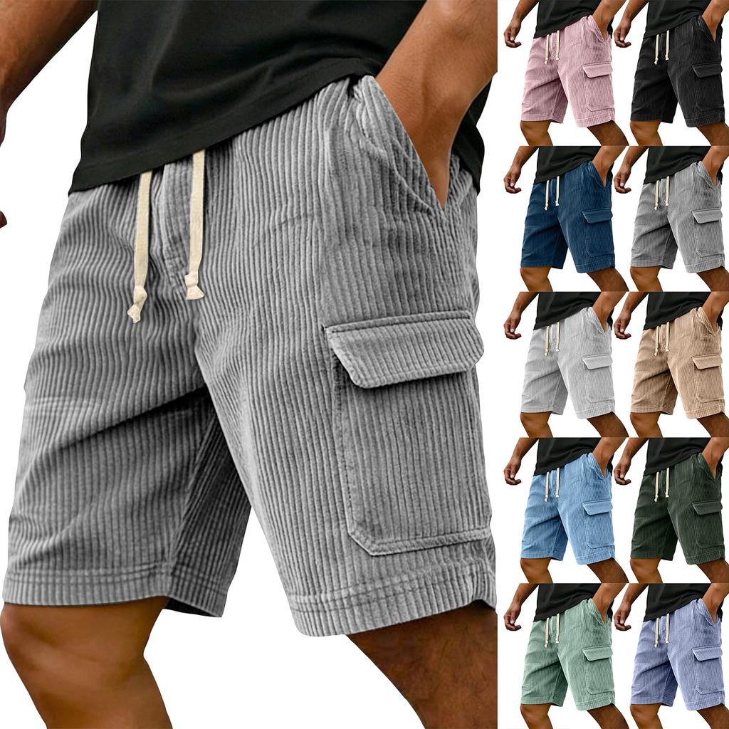 Men's Summer Casual Shorts Men's Fashion Sports Textured Multiple Pockets Shorts