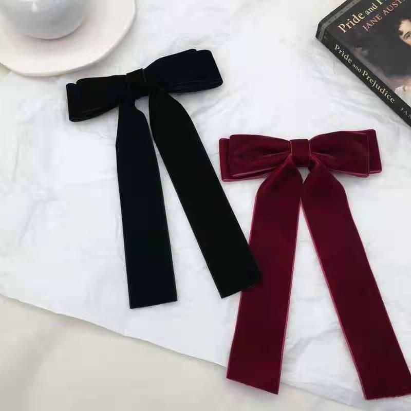 Винтажные бархатные заколки-банты для волос для женщин и девочек, свадебные длинные ленты, корейские заколки для волос, аксессуары для волос