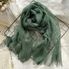 Spring and Summer Thin Breathable Linen Scarf for Women, Artistic Solid Color Shawl Pure Linen Scarf for Women