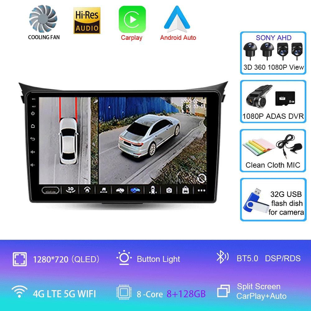 Автомагнитола Android 14 Мультимедийный плеер для Hyundai I30 Elantra 2012 2013 2014 2015 2016 Carplay Auto GPS Навигация Стерео