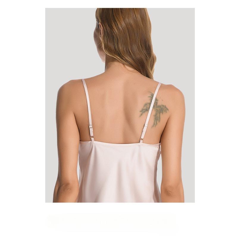 Женское глубокое V-образное имитация шелка сексуальное нижнее белье весна-лето ледяной шелк мода для отдыха домашняя одежда пижамы ночные рубашки с бретельками через шею