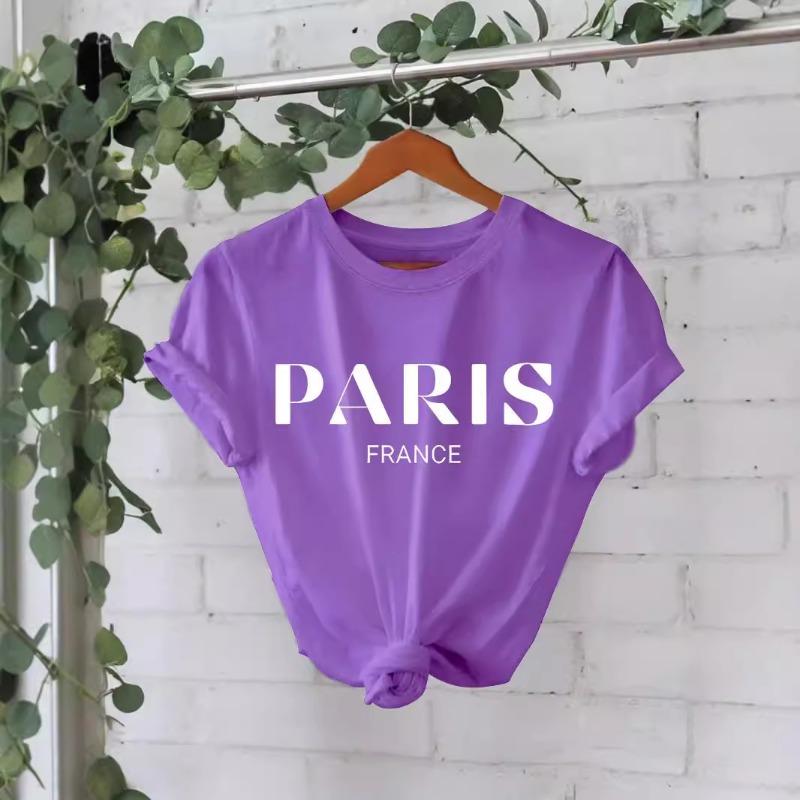 Футболка из хлопка, летняя, с коротким рукавом, круглым вырезом, с принтом, женская