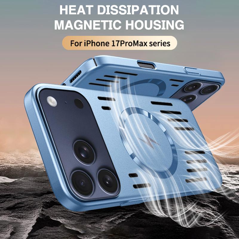 Для Magsafe Термоотводящий Чехол для Телефона для IPhone 17 Air 16 15 14 13 12 Pro Max Магнитная Беспроводная Зарядка Жесткий Ударопрочный Чехол