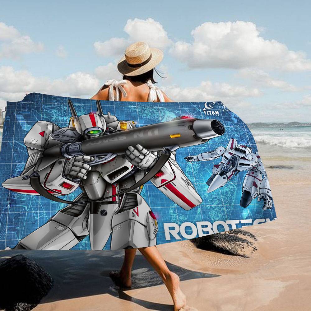Мультяшное Микрофибровое Одеяло R-RobotechS Быстросохнущие Пляжные Полотенца Большого Размера с Принтом Супервпитывающее Полотенце-Одеяло для Бассейна