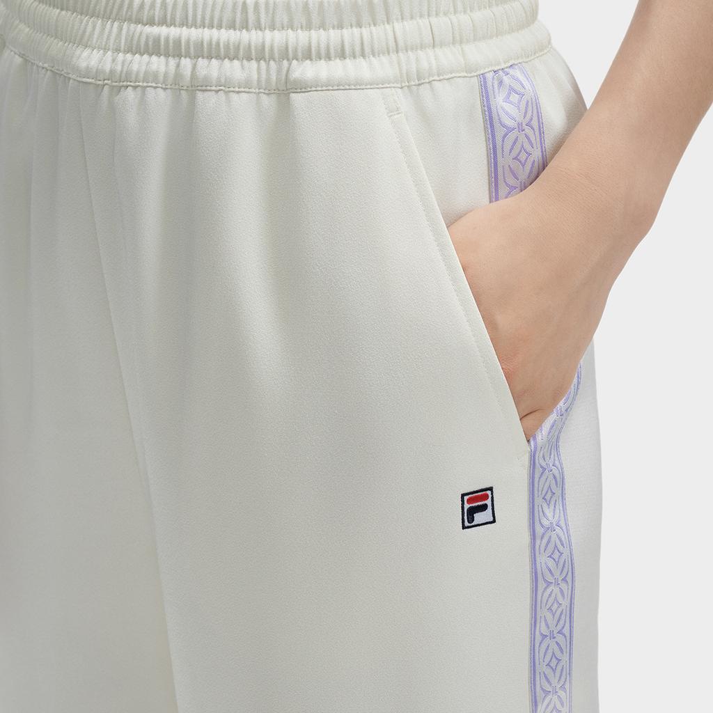 Fila Дворец Лувр Мода Прямые Штанины Ретро Спорт Пэчворк Широкие Штанины Повседневные Брюки Женские брюки Паровой-Белый F11W431802FIV