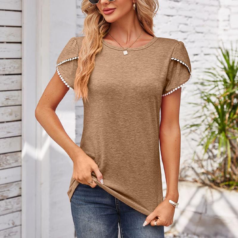 Women's Blouse with Short Sleeve Round Neck Loose Casual T-shirt