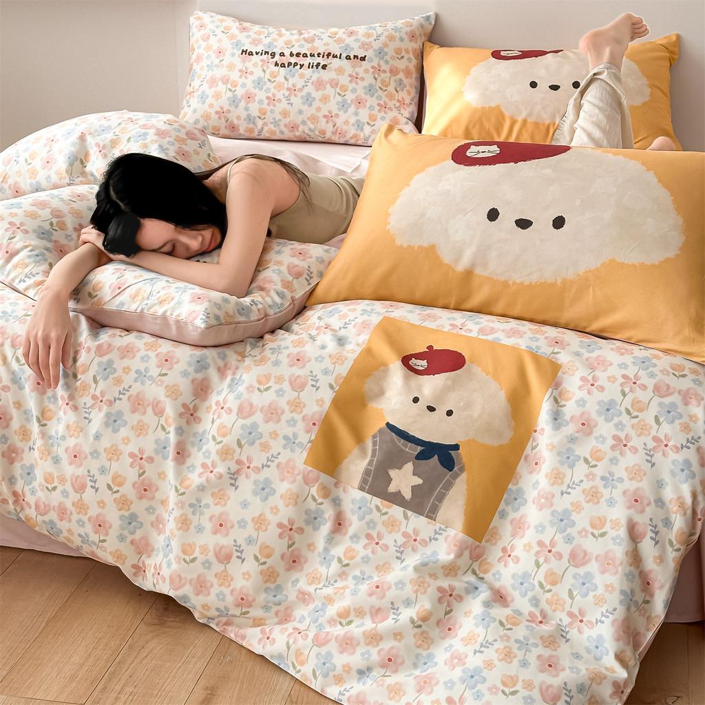 Sleep Grid Cotton Large Edition Digital Printed Four Piece Set