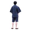 Jinbei Cotton Linen Pajamas Stylish Loungewear Top and Bottom Set Nightwear Summer Gift Day Men's Father's (Striped Navy, L)