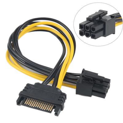 Кабель-адаптер питания видеокарты PCI Express 15-контактный на 6-контактный SATA 20 см 10 шт.