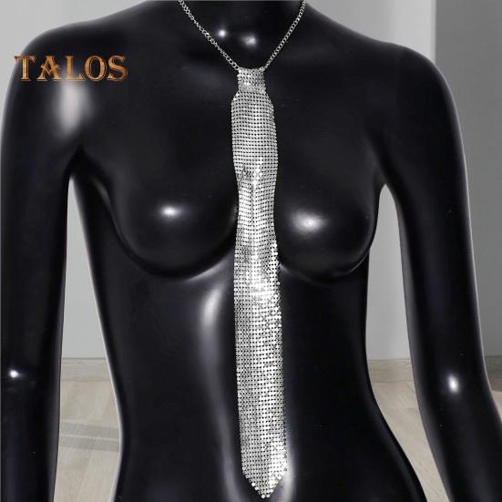 Sparkling Neck Tie Shiny Rhinestones Flat Mesh Style Metal Neck Straps Bling Necktie Christmas Gift Tie Parties Photography Props