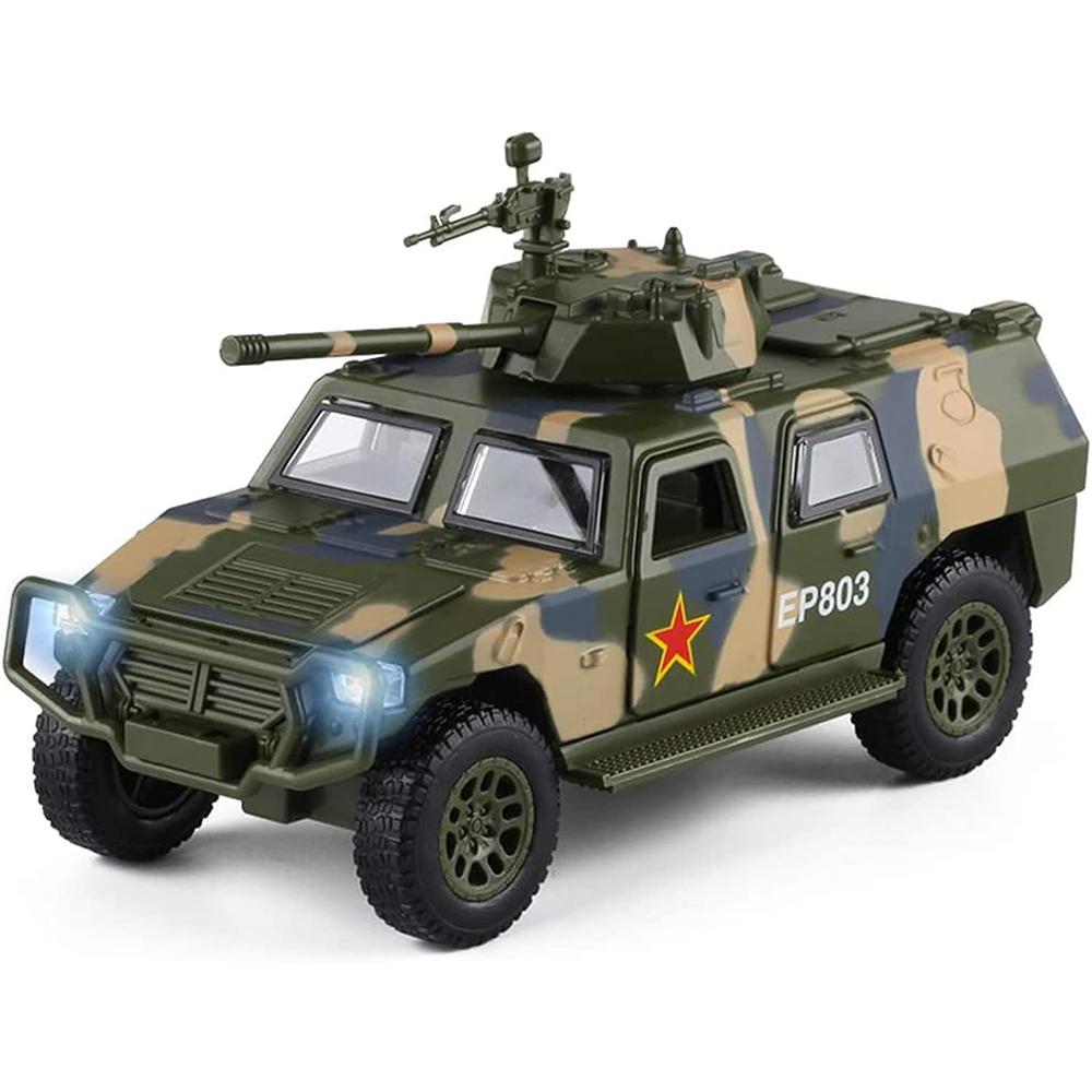 Масштаб 1/50, военный игрушечный грузовик, армейский бронированный боевой танк, внедорожник, тянуть армейские игрушки назад со светом и звуком