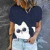 Cute Cat Print High Quality Short Sleeve Street Fashion Loose Round Neck T-shirt Summer New Casual Comfortable Women's T-shirt