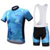Quick Dry Short Sleeve Cycling Jersey White Bib Pants Bicycle Clothing Set Sport Jerseys Blue Camouflage Men Cycling Clothes Suits