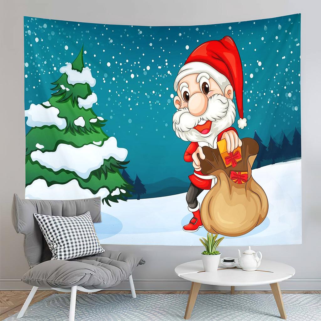 С Рождеством Санта-Клаус печатный узор гобелен для дома, гостиной, спальни, настенное украшение, настенный гобелен
