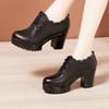 6cm 8cm 10cm Small Size 32-43 Deep Mouth Soft Leather Shoes Women Platform Pumps 2025 Fall Block High Heels Shoes Office Model