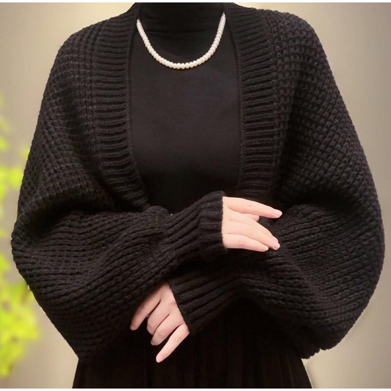 Женские укороченные болеро свитера с длинным рукавом кардиган с открытым передом легкая вязаная шаль накидка пончо