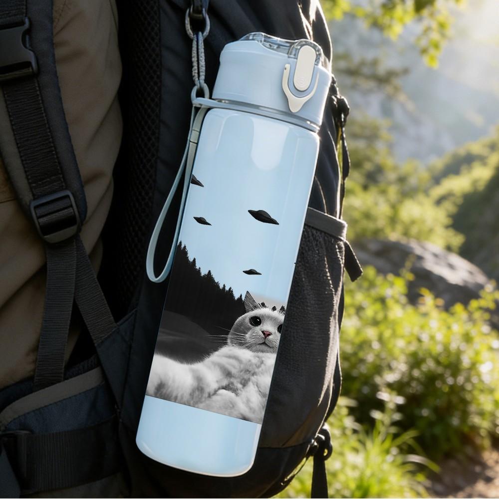 1PC Relaxed Sloth Monochrome 750ml Color Plastic Sports Water Bottle Leakproof Flip Straw Lid Suitable for Sports Office Home Use
