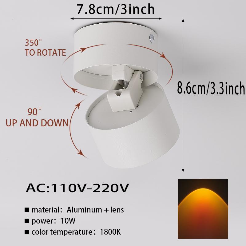 Светодиодный точечный светильник Downlight, AC 110 В-220 В, COB, прожектор Sunset Spot, встраиваемый потолочный светильник для домашнего декора, гостиной, прихожей