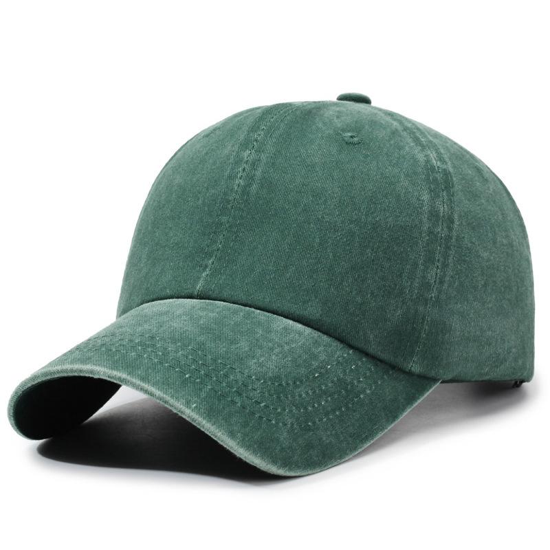 Fashion Hat washed cotton denim hat four seasons men and women six light board big head circumference baseball cap solid color cap