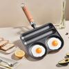 Сковорода на 4 чашки, чугунная сковорода для омлета, антипригарное покрытие, термостойкая деревянная ручка для равномерного нагрева, сковорода для сосисок для газовой плиты