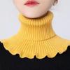 Woolen Knitted Scarf with Fake Collar Women Small Shawl Autumn Winter Pullover Warm Neck Protection Shoulder Lap Sweater Collar