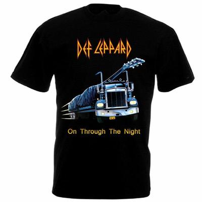 Def Leppard On Through The Night Черная Мужская Футболка С Коротким Рукавом Хлопок A075 Унисекс Футболка