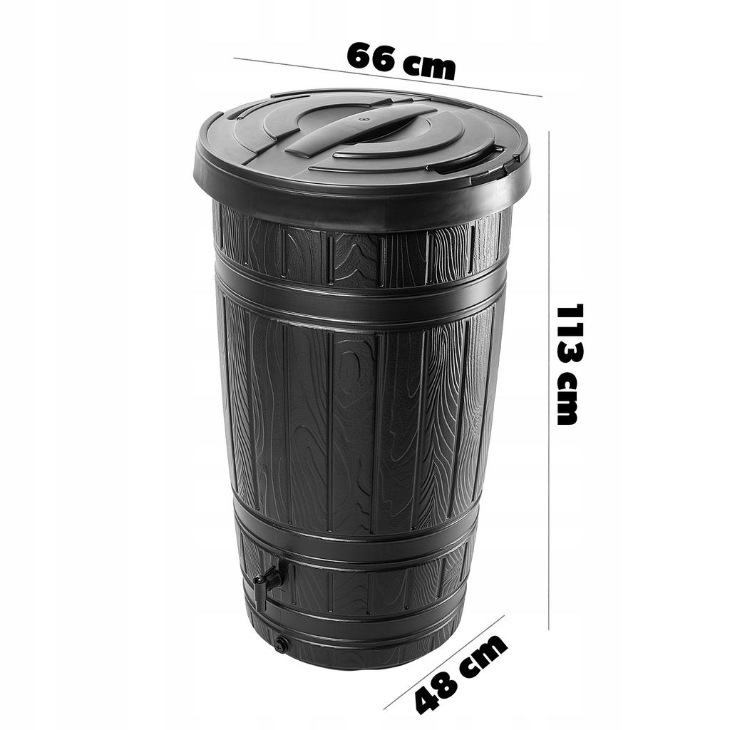 KADAX Zbiornik Na Deszczówkę 265L Wodę DeSzczową Beczka Pojemnik Zestaw Z Kranem