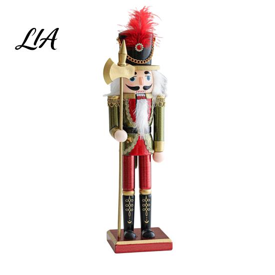 Collectible Nutcracker Doll Wooden Soldier Figurine, Handcrafted Solid Wood Christmas Tabletop Ornament Fairy Tale Figurine for Holiday Desk