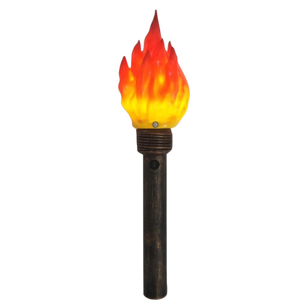 Handheld Torch Prop LED Light Realistic Flame Torch For Games Themed Party Camping Halloween Easter Resin Lampshade Retro Handle