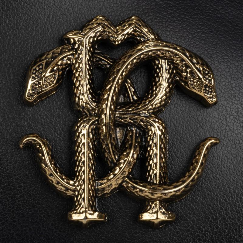 Roberto cavalli luxury men's sneakers black / gold logo italy - Size: 42