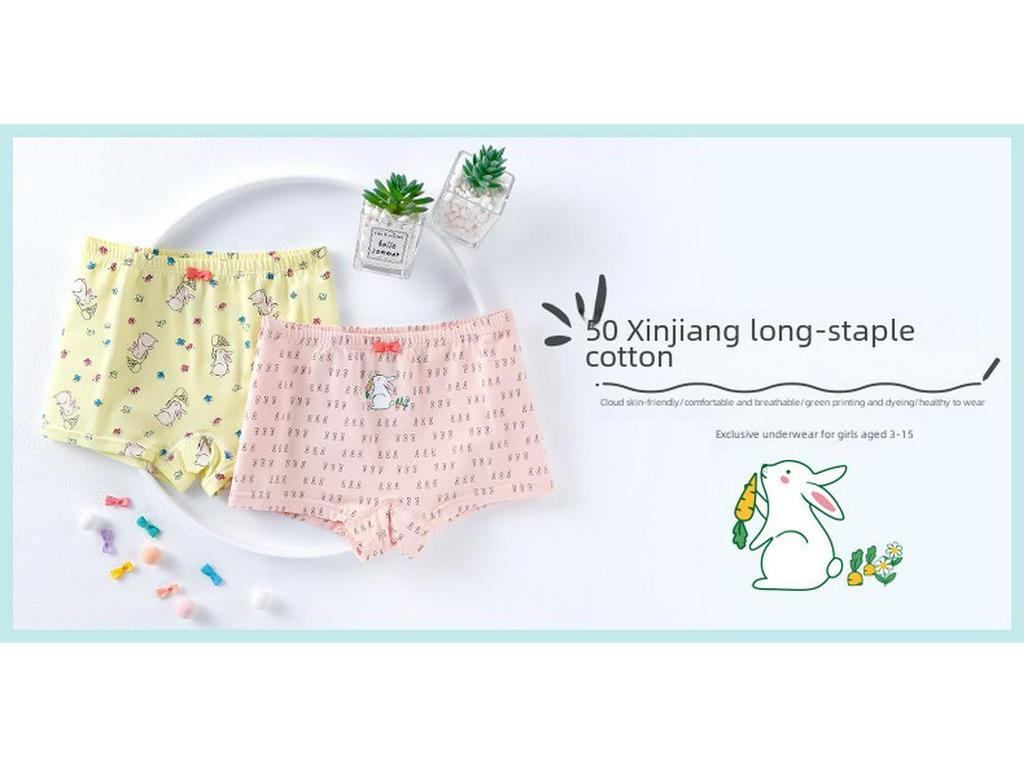 Детские антибактериальные трусы-боксеры с мультяшным рисунком, трусы из чистого хлопка для девочек - доступны в размерах S, M, L