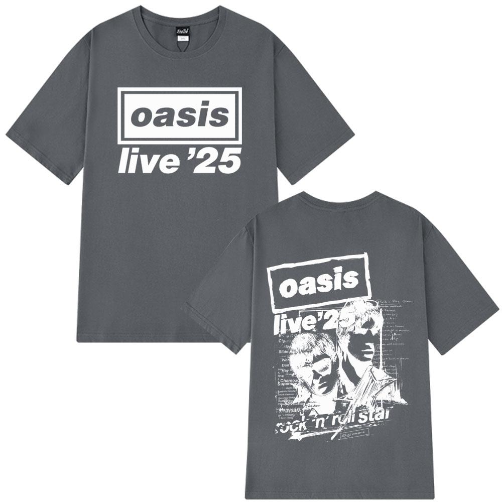 2025 Summer OASIS Live Tour Vintage T-shirt Men Woman 100% Pure Cotton Printed T-shirt Loose Breathable T Shirts Fans Gift Y2k