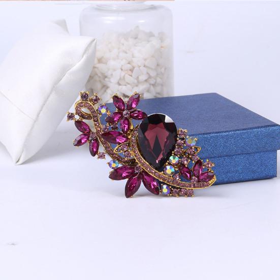 Waterdrop Faux Crystal Flower Brooch Rhinestone Elegant Clothing Accessories Sweater Cardigan Coat Business Suit Lapel Pin Fashion Jewelry Gift