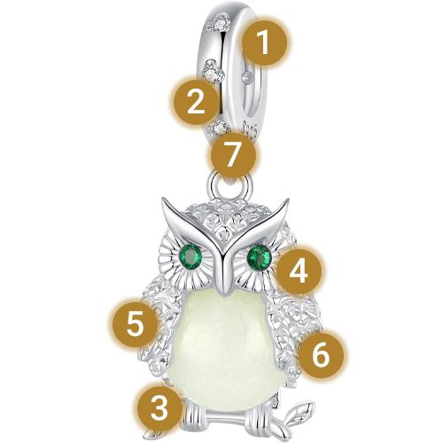 Charms Glowing Owl Fluo Pr 925 Pendant Bead Owl Wisdom