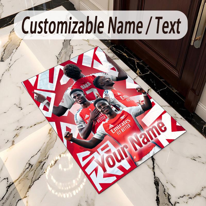 Crystal Velvet Rug Bukayo Saka Print Custom Name Text Floor Mat Home Decor