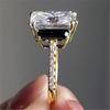 Luxury New Fashionable Gold Inlaid Zircon Ring Creative Square Diamond Women's Jewelry Simple Engagement