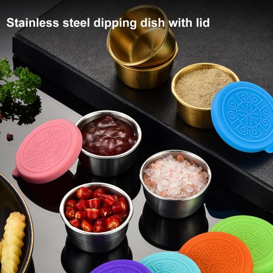 Sauce Container Good Sealing with Cover Stainless Steel Condiment Container