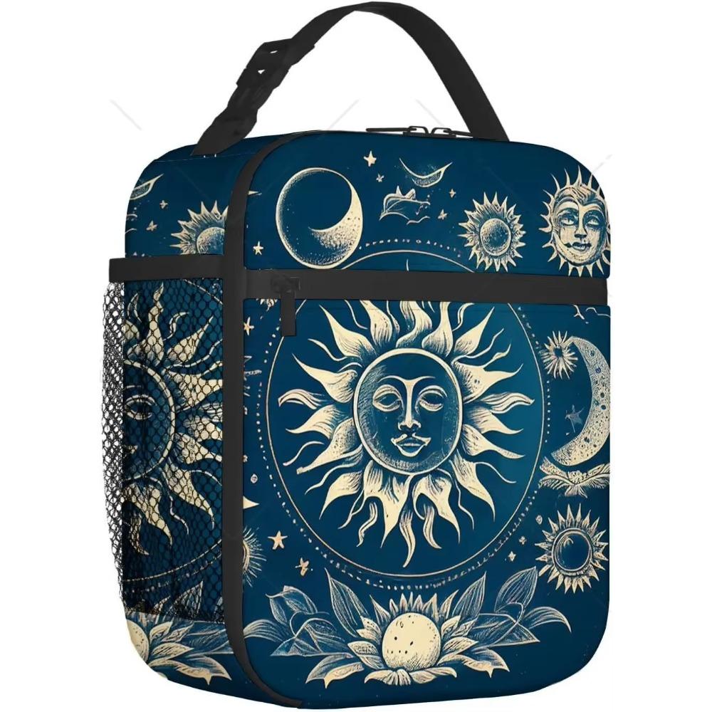 Mystical Moon Sun Lunch Bag Insulated Large Capacity Lunch Box for Women Men Reusable Portable Cooler Bag for Office Picnic