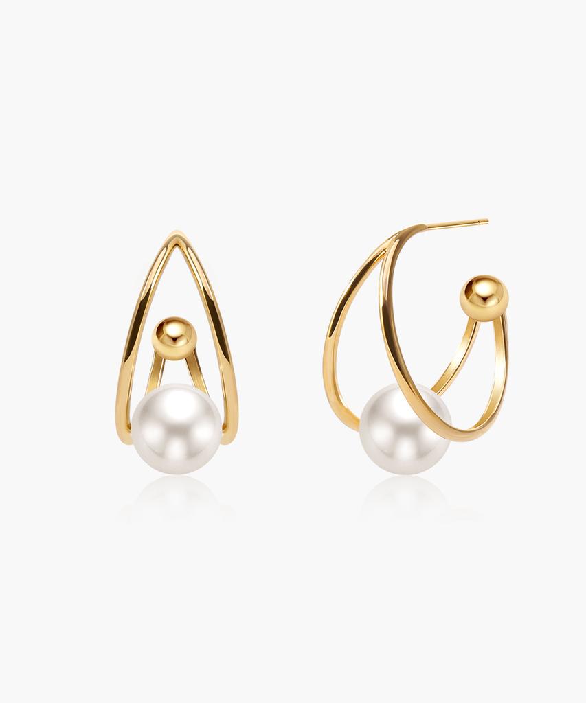 Mcel 14K Glistening Pearl Earrings