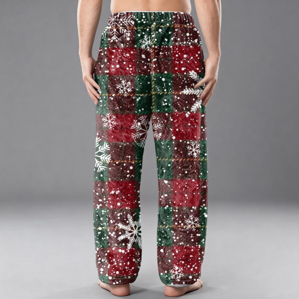 Мужские фланелевые повседневные брюки с карманом, Повседневные брюки с принтованным карманом, Домашние брюки для сна