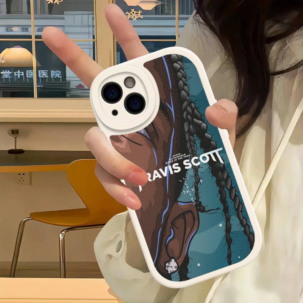Чехол для телефона из кожи с изображением Трэвиса Скотта для iPhone 16 15 14 13 12 11 Pro Max Plus