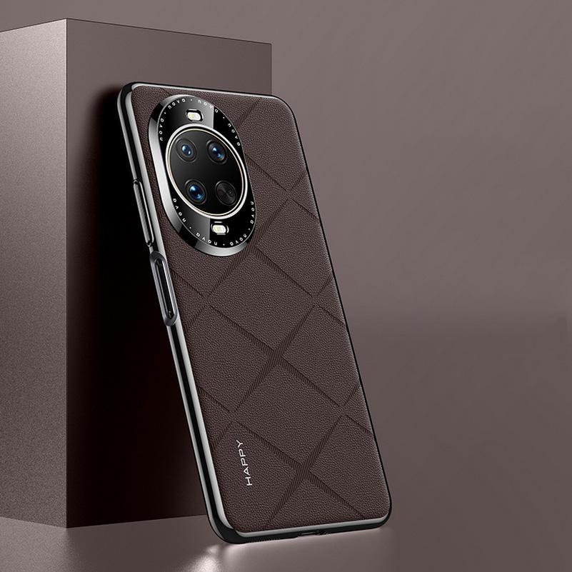 Роскошный Чехол из Однотонной Кожи + Защита Объектива Камеры Для Huawei Nova14 Ultra Nova 14 Pro 13 12 Ultra Жесткий Тонкий Чехол с Хорошей Текстурой