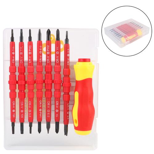 8pcs Insulated Screwdriver Set Electrician Repair Tools Kit Chrome Vanadium Steel Interchangeable Blade