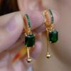 Elegant Green Square Zircon Earrings 2025 - Chic and Stylish Design, Perfect for a Sophisticated Look