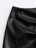 Однотонная юбка-миди из ПУ-кожи с высокой талией, драпировкой, разрезом на шнурке