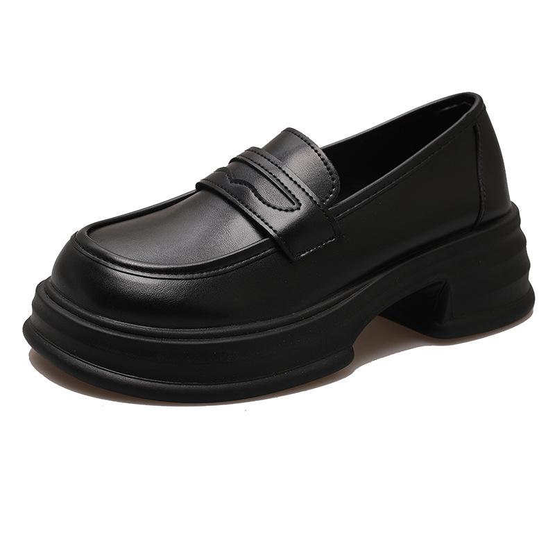 Кожаные туфли на платформе, женские маленькие кожаные туфли в студенческом стиле, универсальные туфли-лоферы в британском стиле, туфли Мэри Джейн