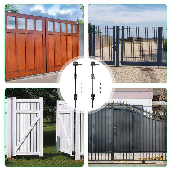 12 Inch Fence Gate Latch Metal Cane Bolt Gate Drop Rod Weatherproof Gate Locks Kit for Wooden Fences Single or Double Gates