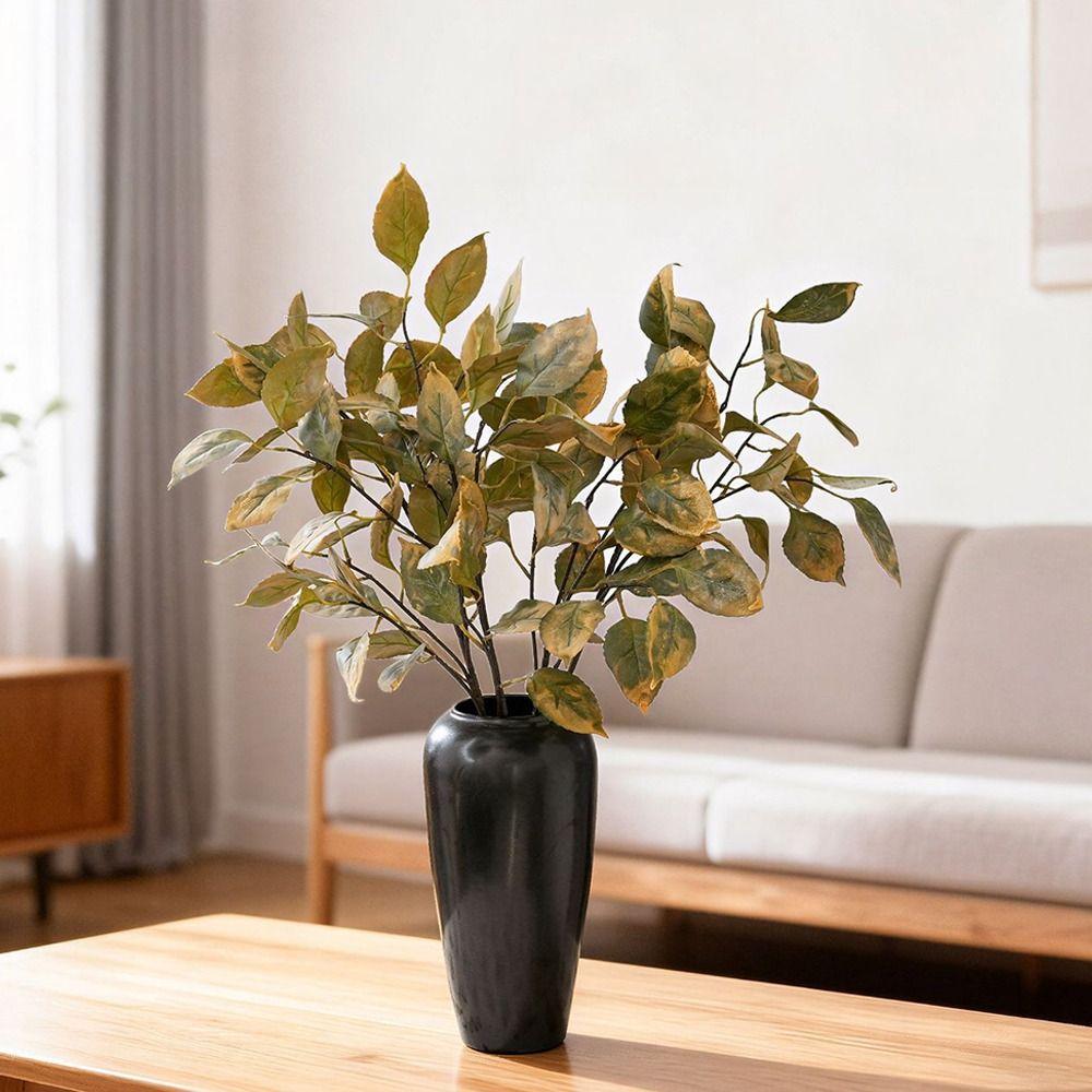 Реалистичные искусственные листья хурмы ручной работы, реалистичные имитированные цветы, роскошное искусственное растение, декор для уличного сада